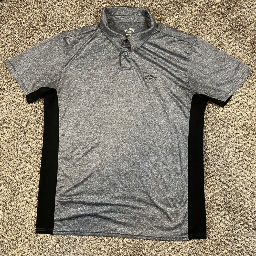 Billabong Mens Large UVSurf UPF 50+ Loose Fit Polo Shirt Gray Black